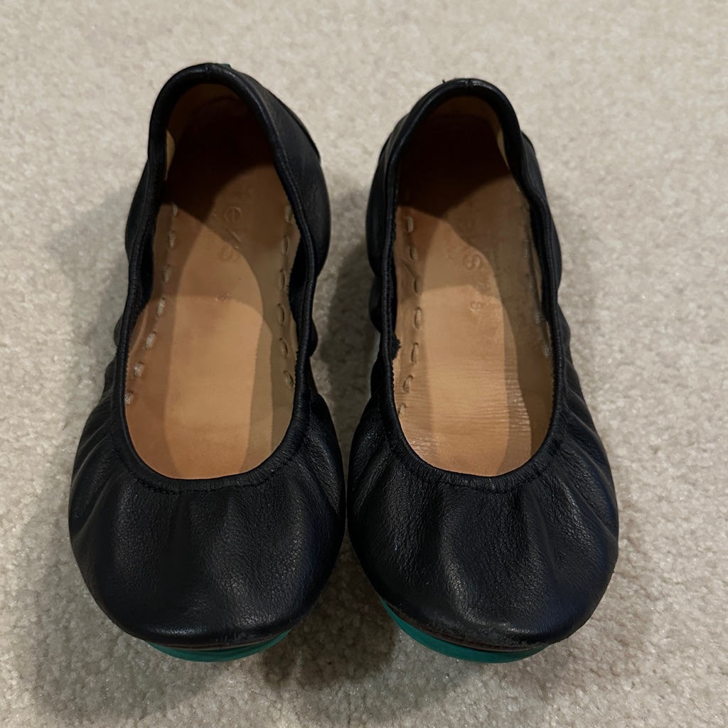 Black Leather Tieks Ballet Flats